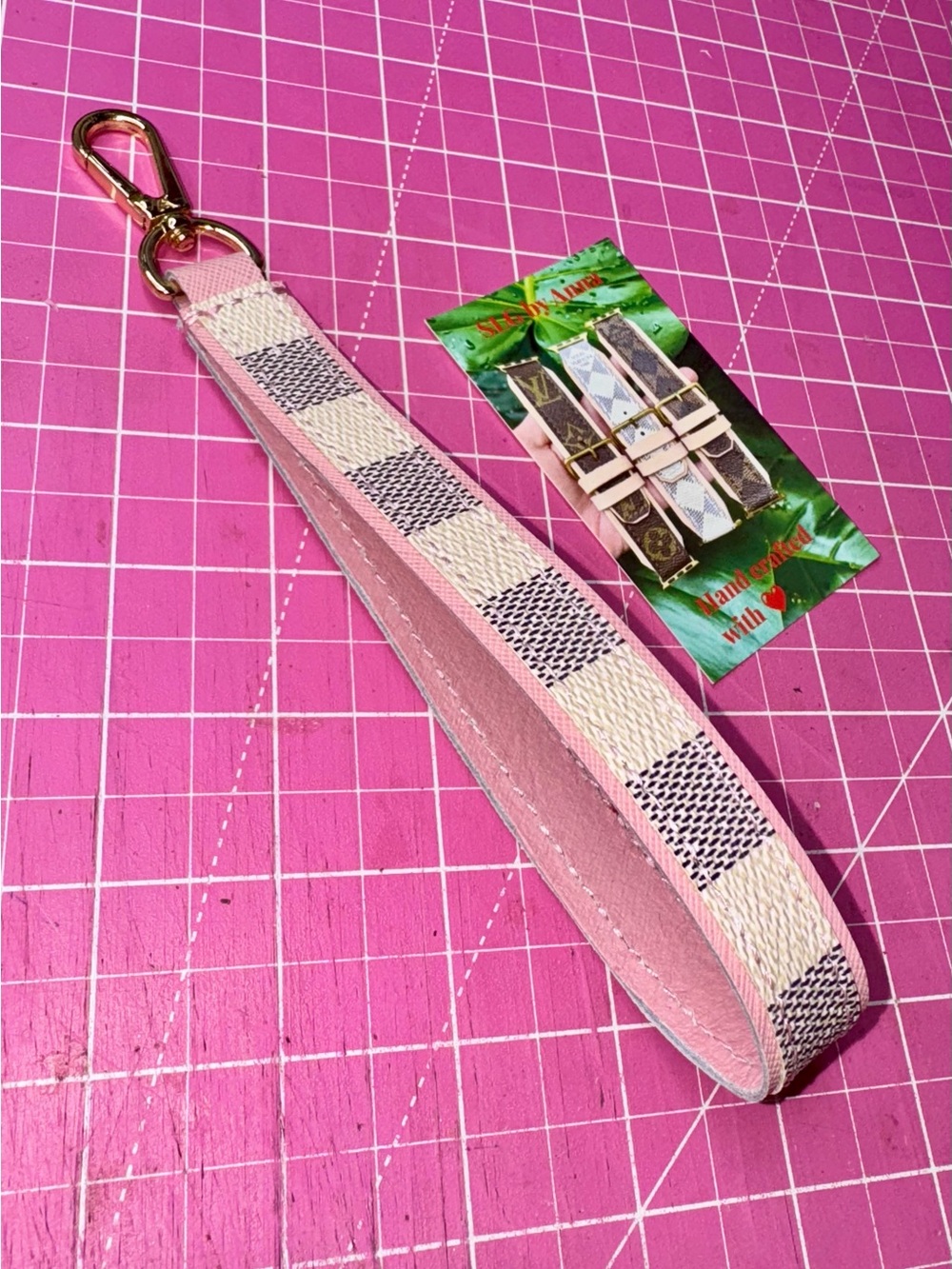 💗 Damier Azur Wristlet Strap Keychain Handmade